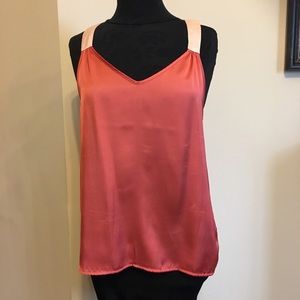 Orange and cream satin tank